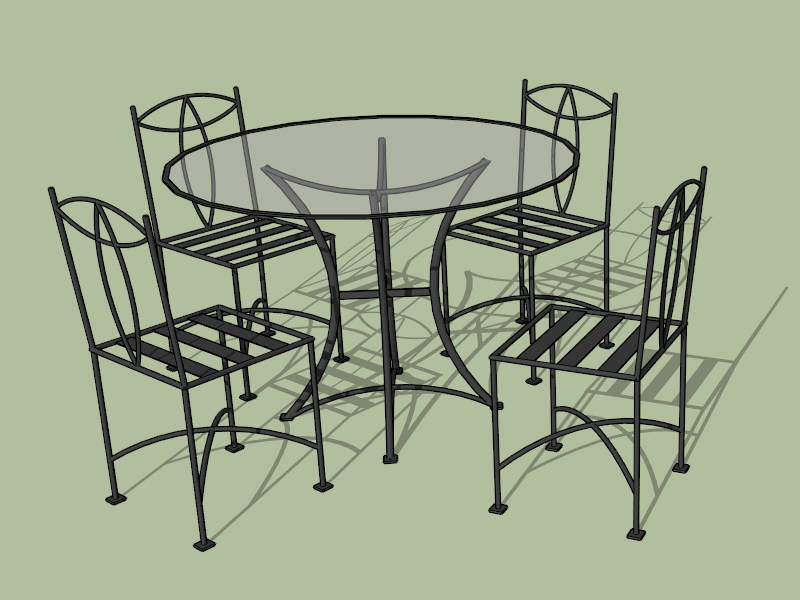 Glass Top Patio Table Set sketchup model preview - SketchupBox