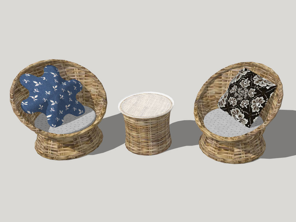 Wicker Patio Conversation Set sketchup model preview - SketchupBox