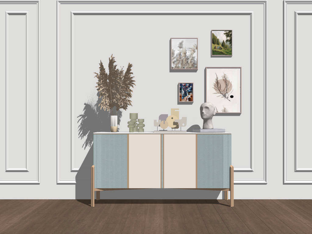 Modern Console Table Living Room Wall sketchup model preview - SketchupBox