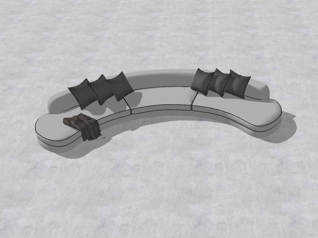 Fabric Curved Sectional Sofa sketchup model preview - SketchupBox