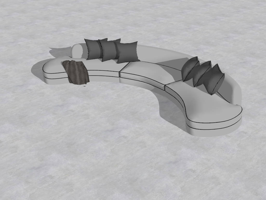 Fabric Curved Sectional Sofa sketchup model preview - SketchupBox