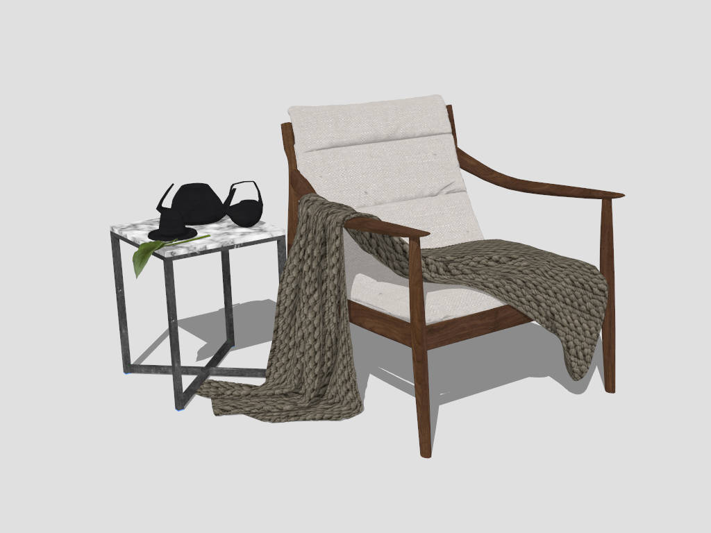 Accent Chair and Side Table sketchup model preview - SketchupBox