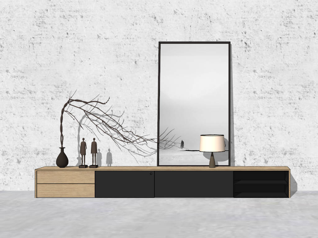 Long Low TV Stand sketchup model preview - SketchupBox
