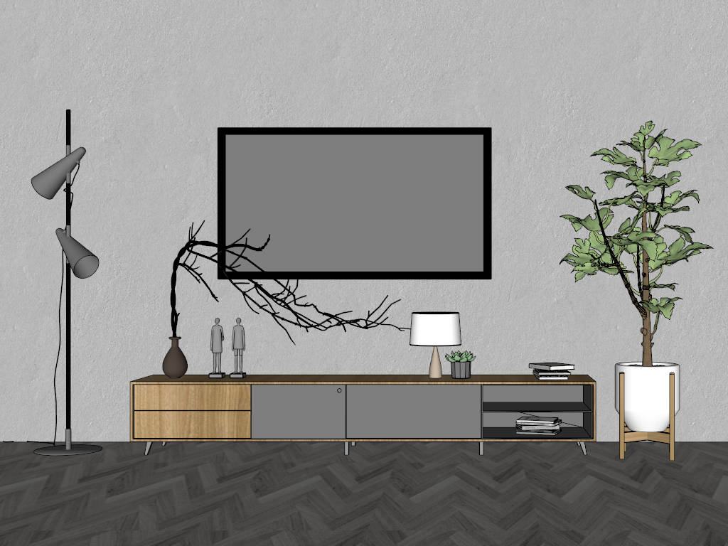 Modern Low Profile TV Stand sketchup model preview - SketchupBox