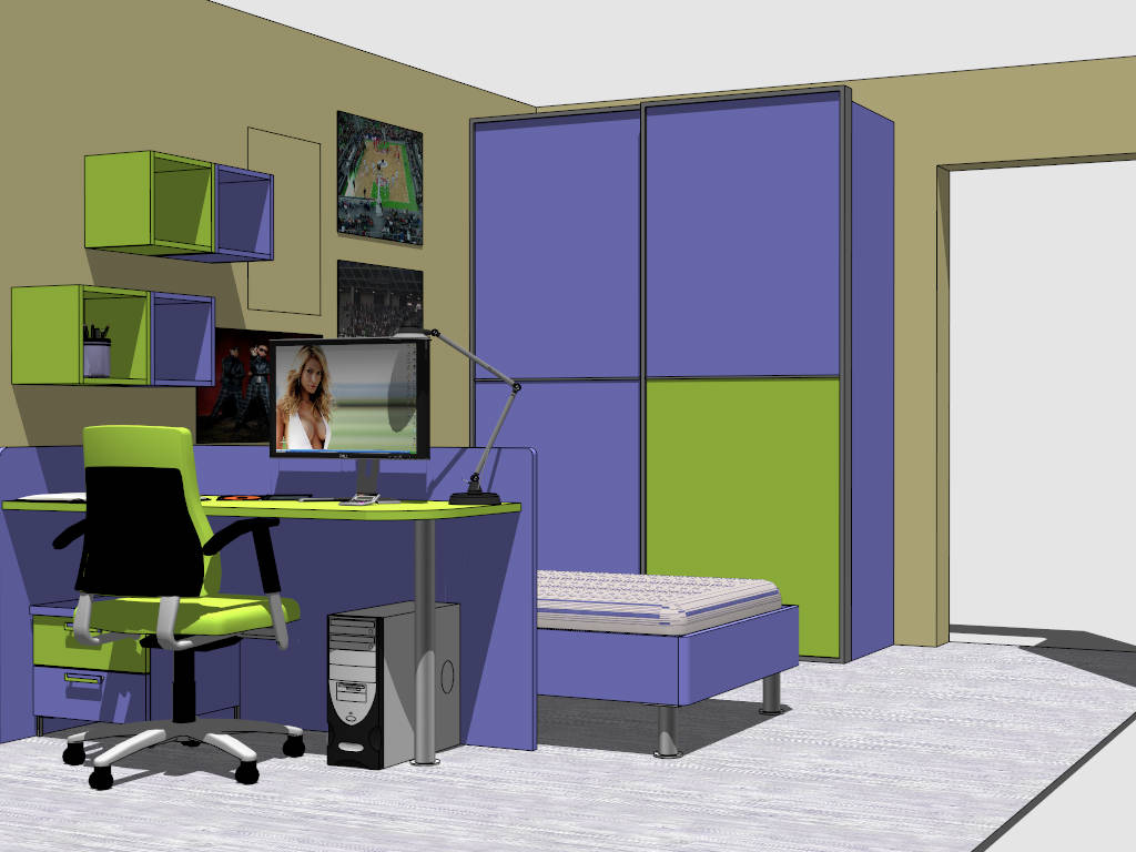 Boys Room Design Idea sketchup model preview - SketchupBox