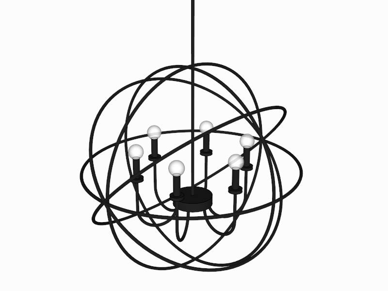 Black Metal Sphere Chandelier sketchup model preview - SketchupBox