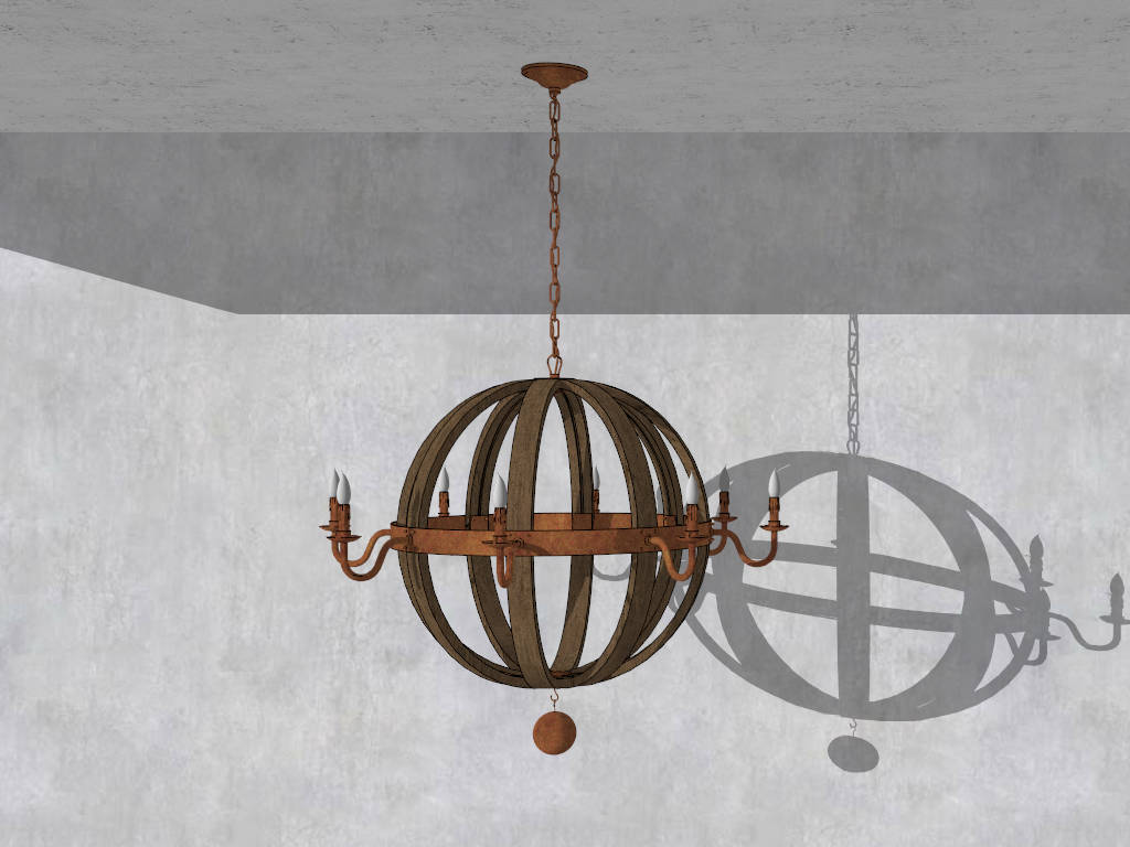 Antique Wood Sphere Chandelier sketchup model preview - SketchupBox