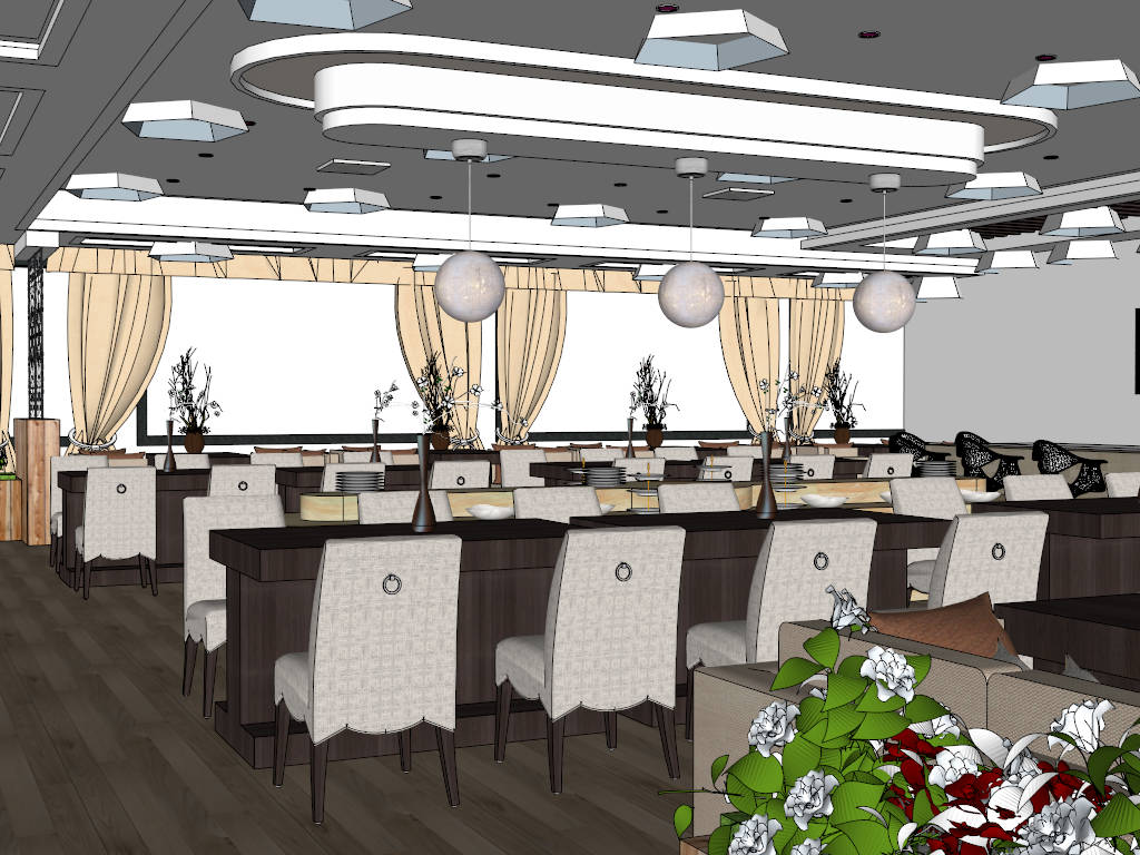 Cafeteria Interior Design Idea sketchup model preview - SketchupBox