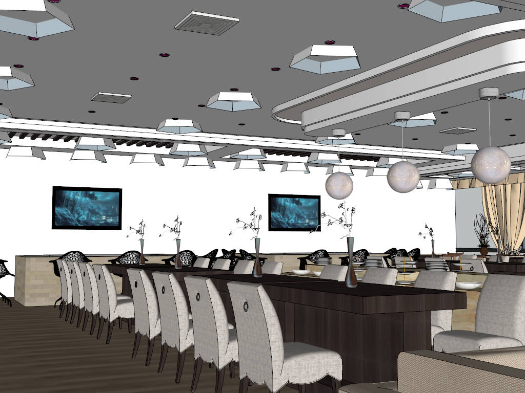 Cafeteria Interior Design Idea sketchup model preview - SketchupBox