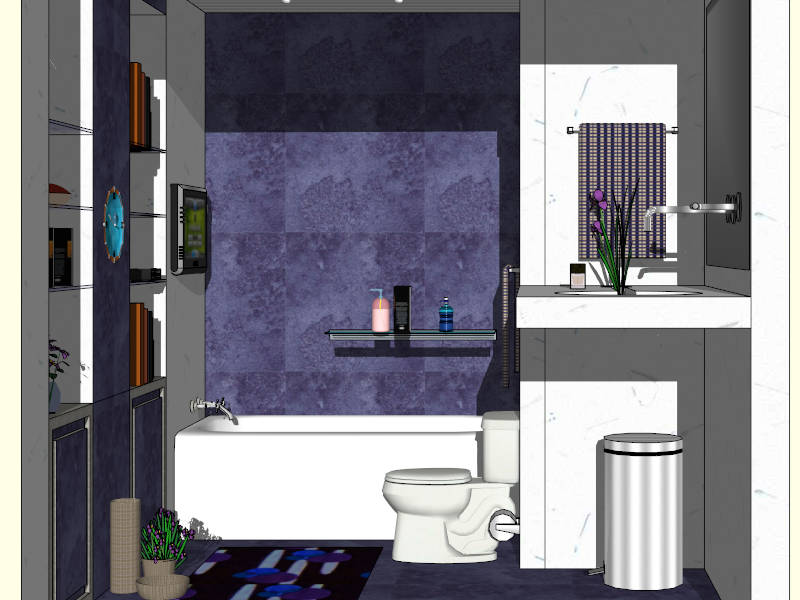 Small Bathroom with Bathtub Design sketchup model preview - SketchupBox