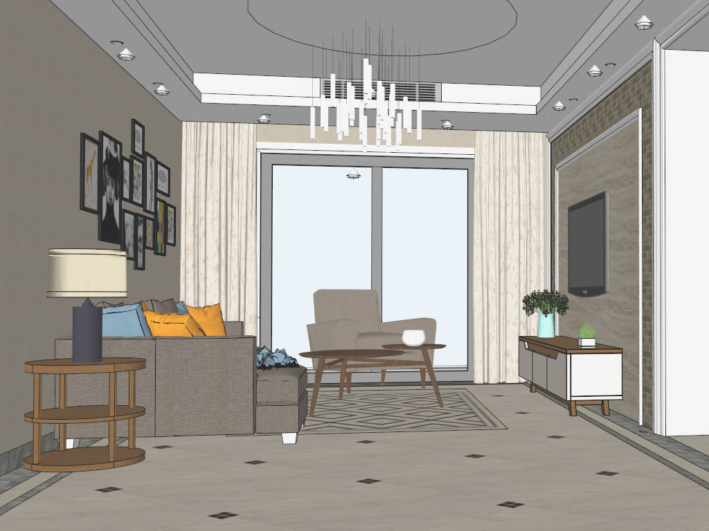 Small Condo Living Room Idea sketchup model preview - SketchupBox
