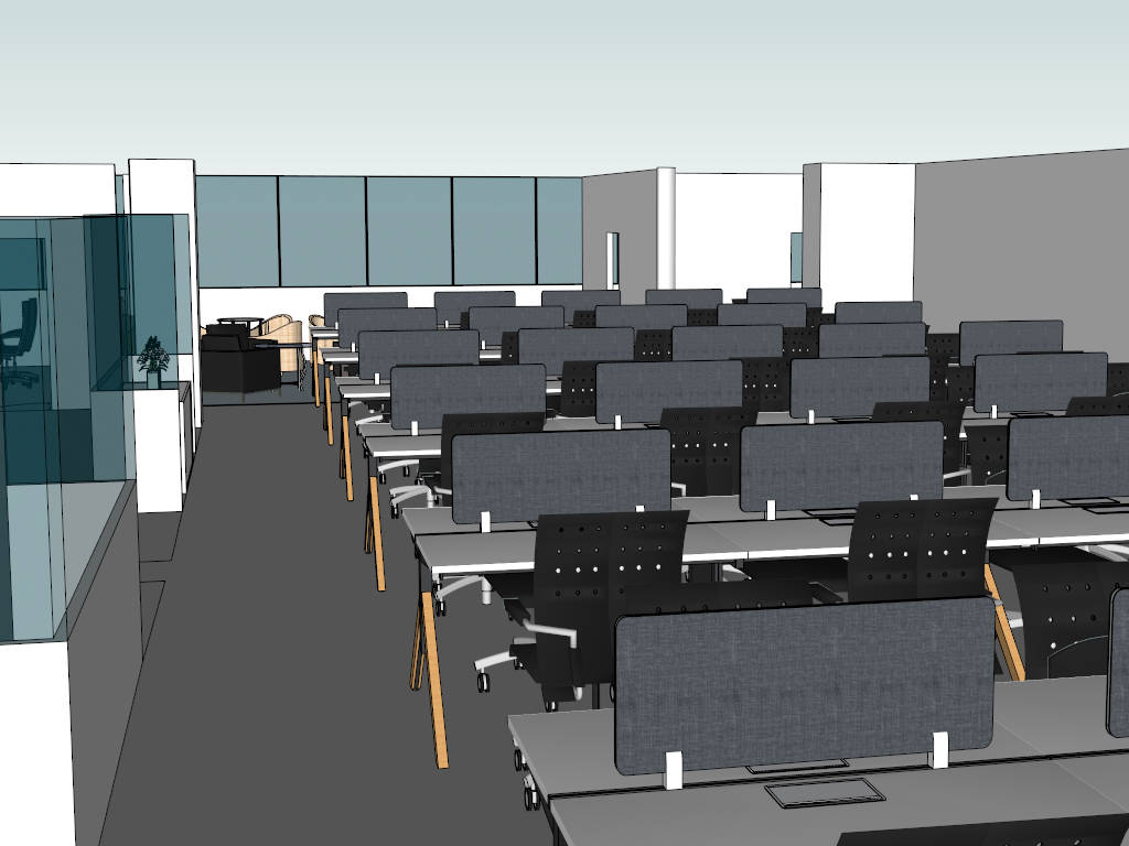 Modern Office Layout Design sketchup model preview - SketchupBox