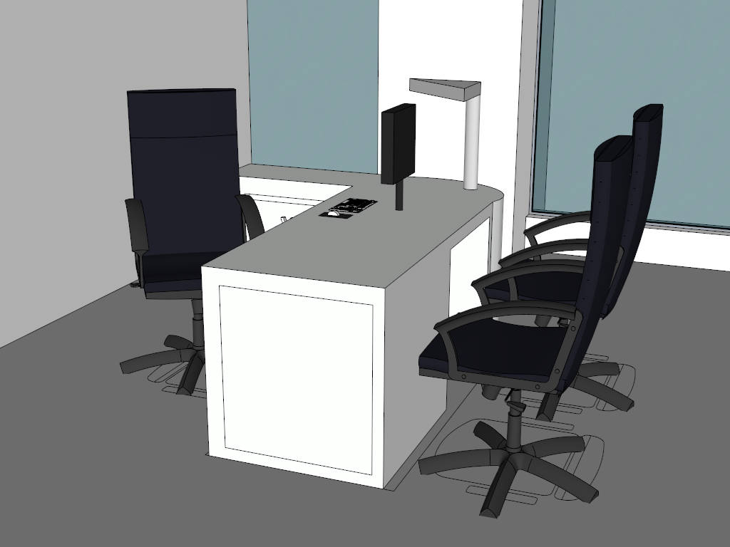 Modern Office Layout Design sketchup model preview - SketchupBox