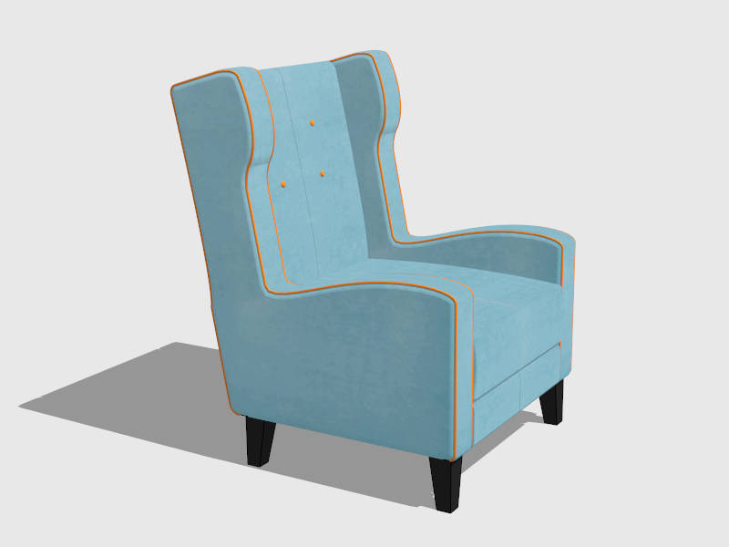 Blue Accent Chair sketchup model preview - SketchupBox