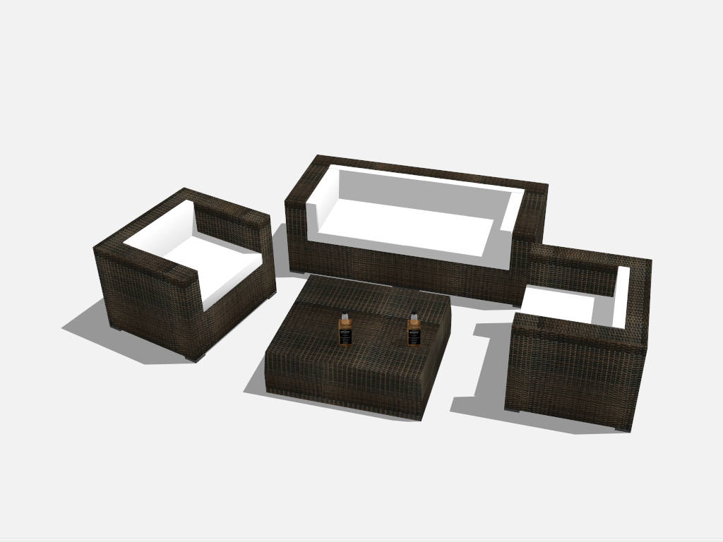 Wicker Patio Conversation Set sketchup model preview - SketchupBox