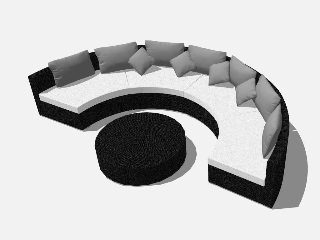 Black Rattan Patio Conversation Set sketchup model preview - SketchupBox