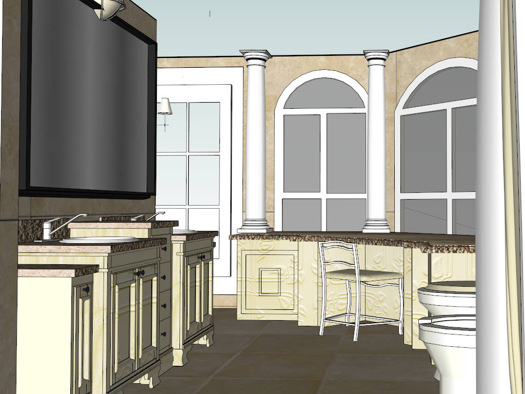 L Shaped Master Bathroom Design sketchup model preview - SketchupBox