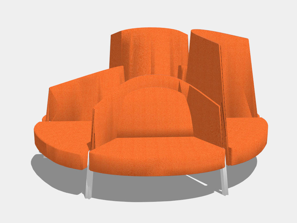 Round Sofa and Chair Set sketchup model preview - SketchupBox