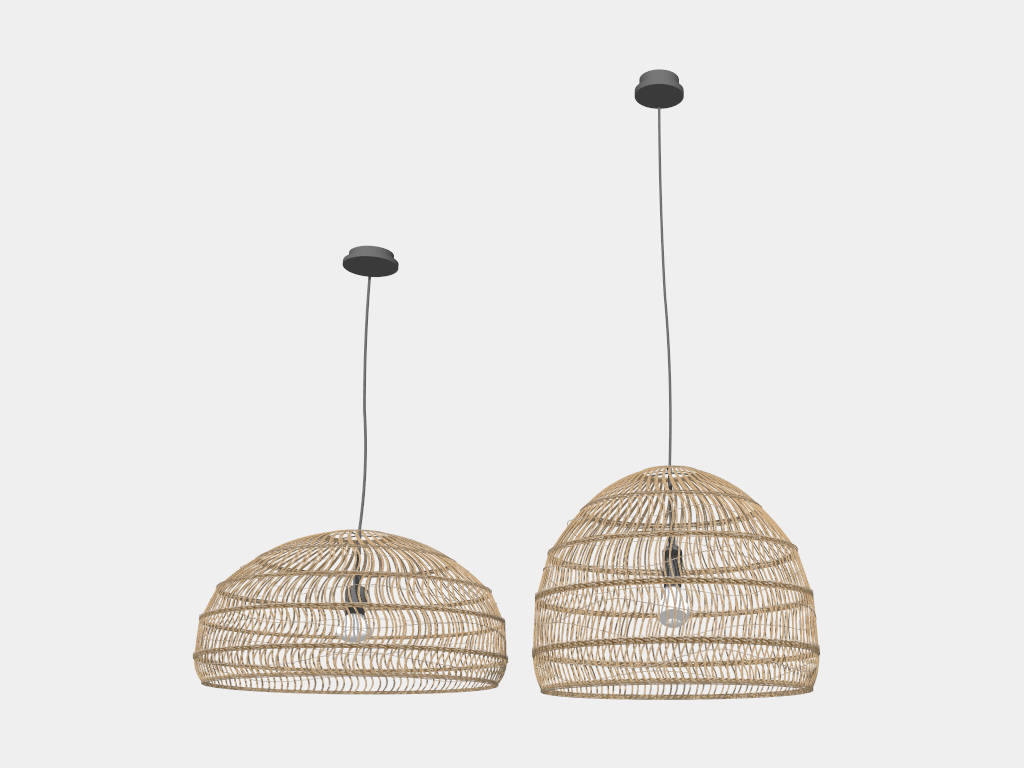 Rattan Dome Pendant Lights sketchup model preview - SketchupBox