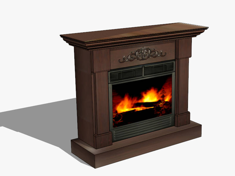 Dark Wood Fireplace Mantel sketchup model preview - SketchupBox