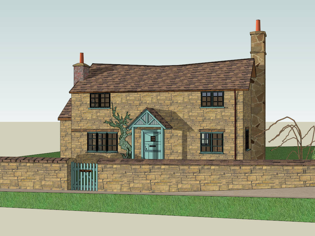 Beautiful Stone Farmhouse sketchup model preview - SketchupBox