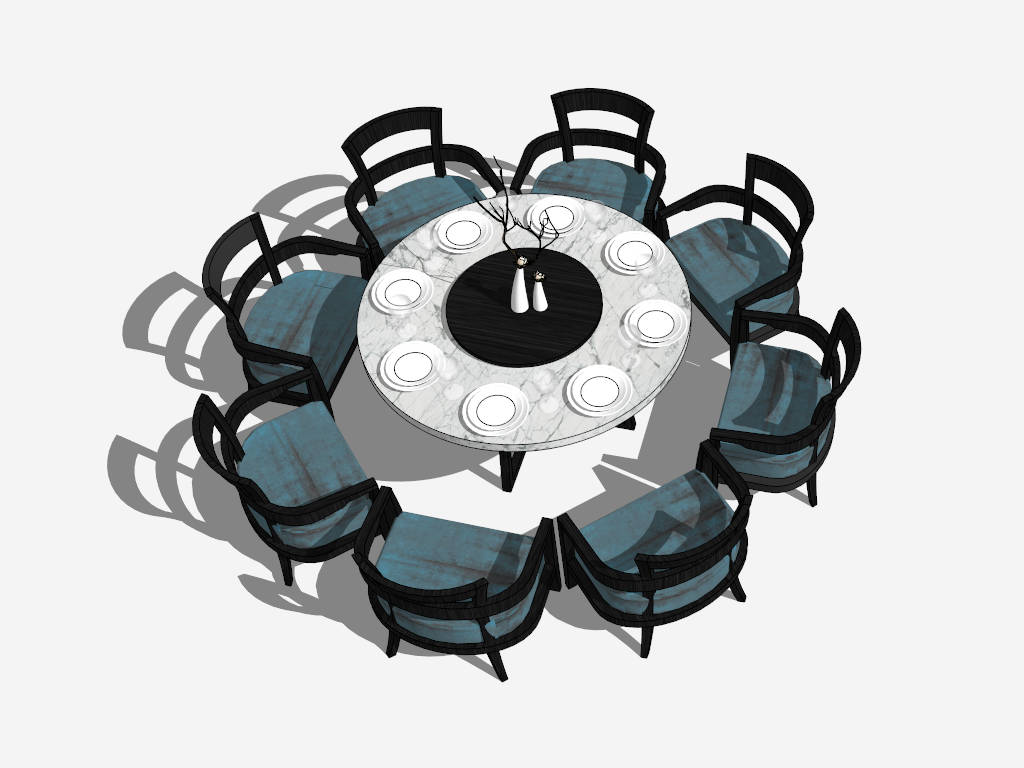 Round Banquet Table for 8 sketchup model preview - SketchupBox