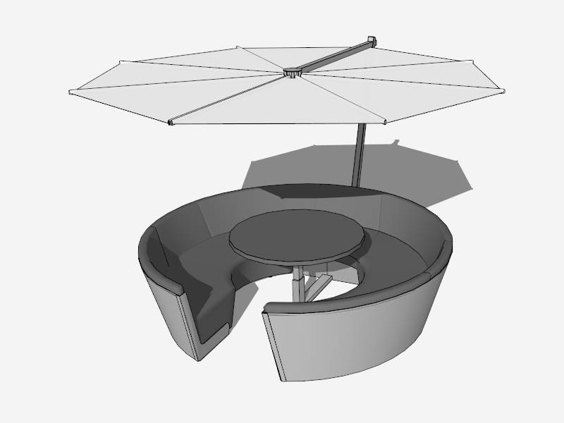 Round Outdoor Sofa with Umbrella sketchup model preview - SketchupBox
