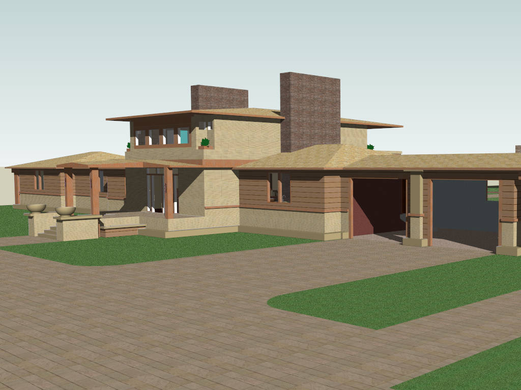Simple Tropical House Design sketchup model preview - SketchupBox