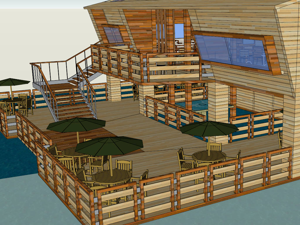 Tropical Restaurant and Bar Design sketchup model preview - SketchupBox