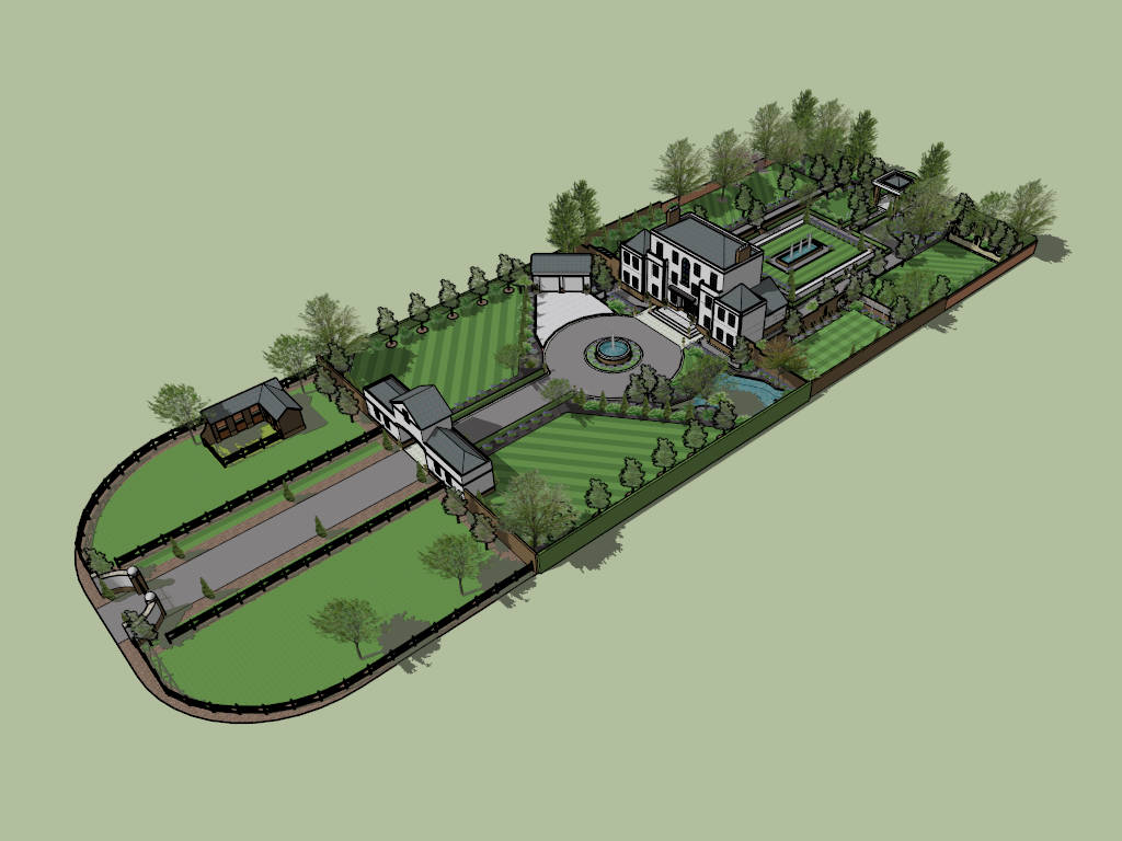English Country Manor House sketchup model preview - SketchupBox