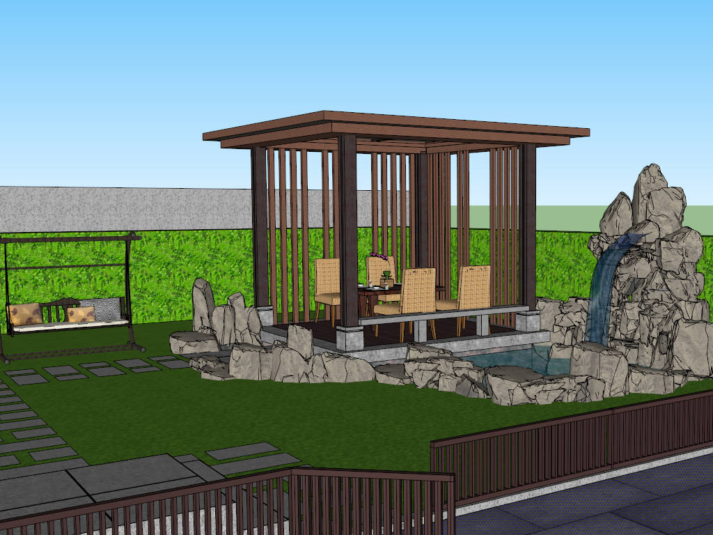 Landscape Design Front Yard sketchup model preview - SketchupBox