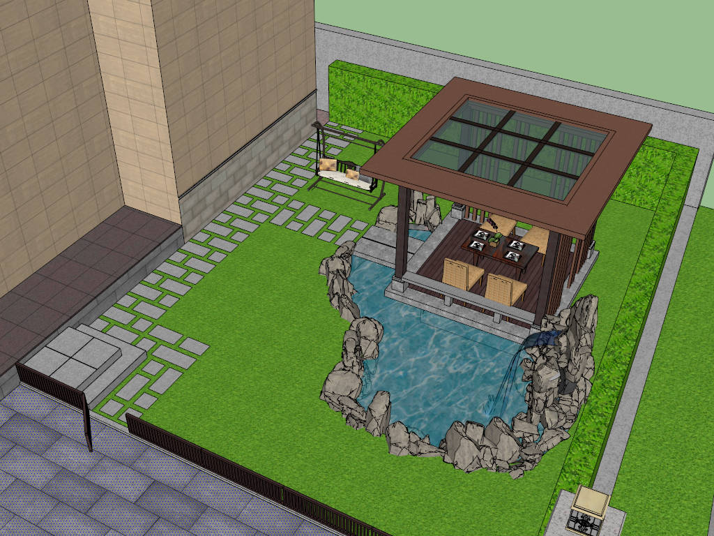 Landscape Design Front Yard sketchup model preview - SketchupBox