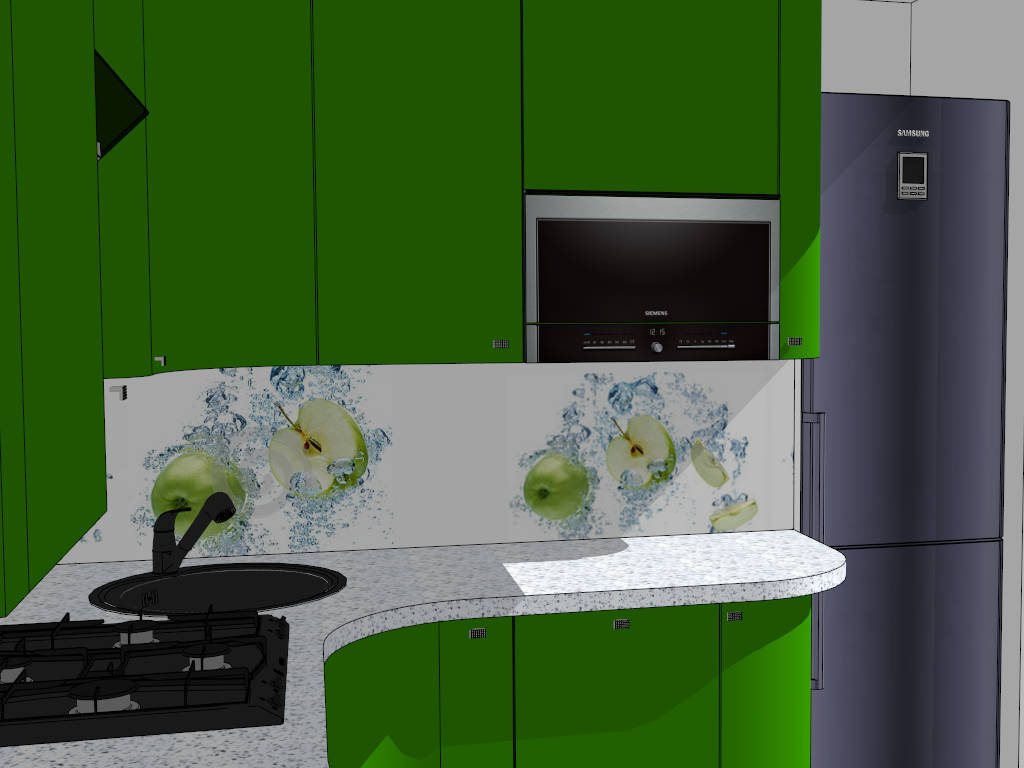 Small Green Kitchen Idea sketchup model preview - SketchupBox