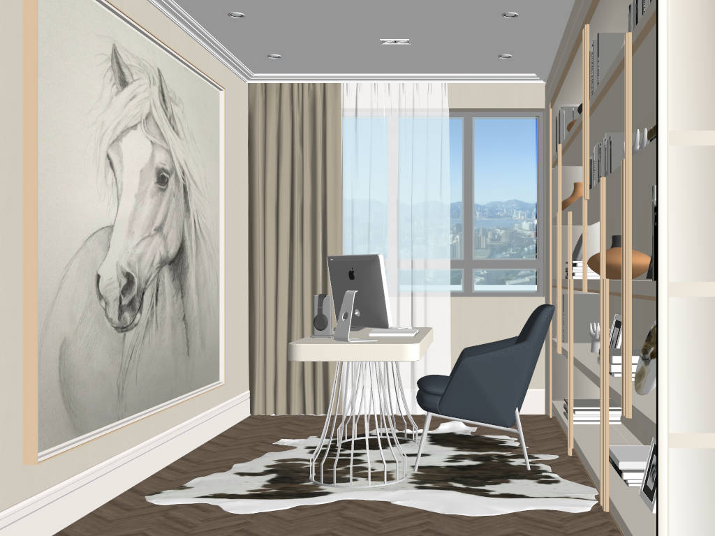 Modern Home Office Idea sketchup model preview - SketchupBox