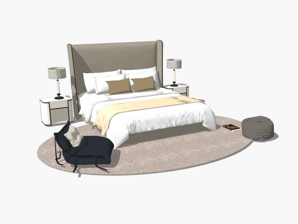 Modern Simple Bedroom Furniture Set sketchup model preview - SketchupBox