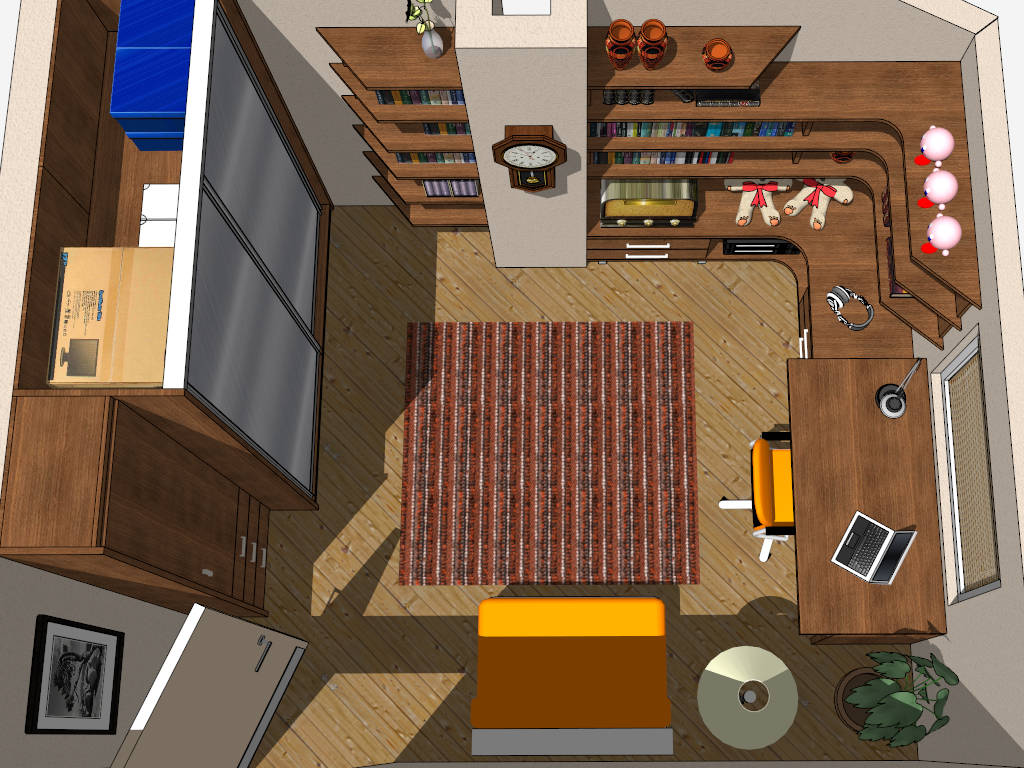 Beautiful Home Office Design sketchup model preview - SketchupBox