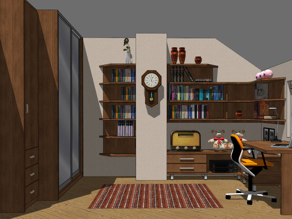 Beautiful Home Office Design sketchup model preview - SketchupBox