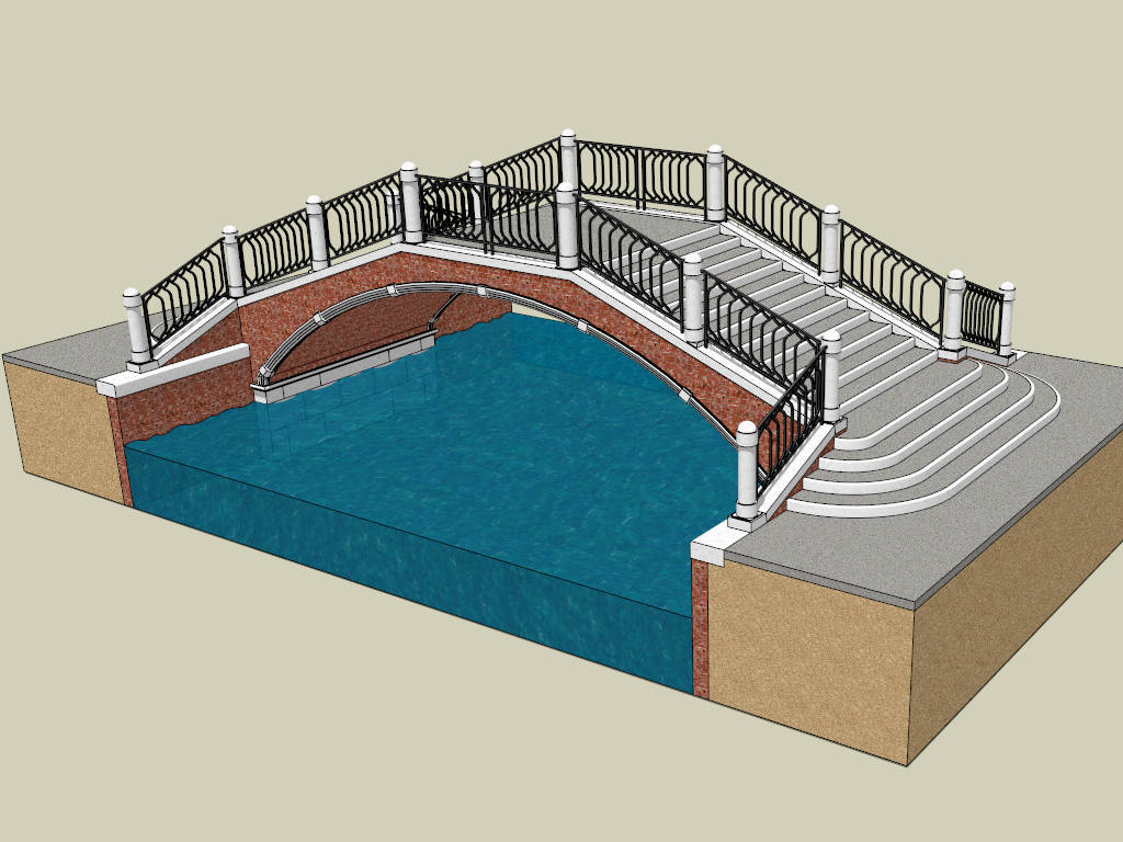 Footbridge Over River sketchup model preview - SketchupBox