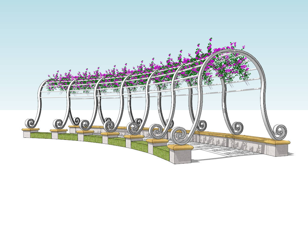 Climbing Rose Pergola Walkway sketchup model preview - SketchupBox