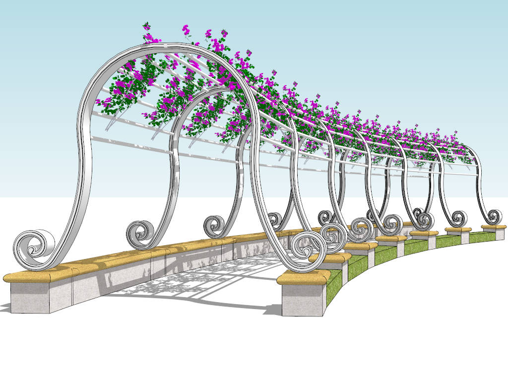 Climbing Rose Pergola Walkway sketchup model preview - SketchupBox