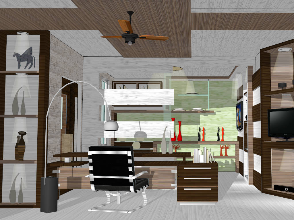 Home Office and Lounge Space sketchup model preview - SketchupBox