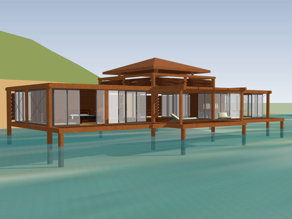 Simple Beach Cottage Design sketchup model preview - SketchupBox