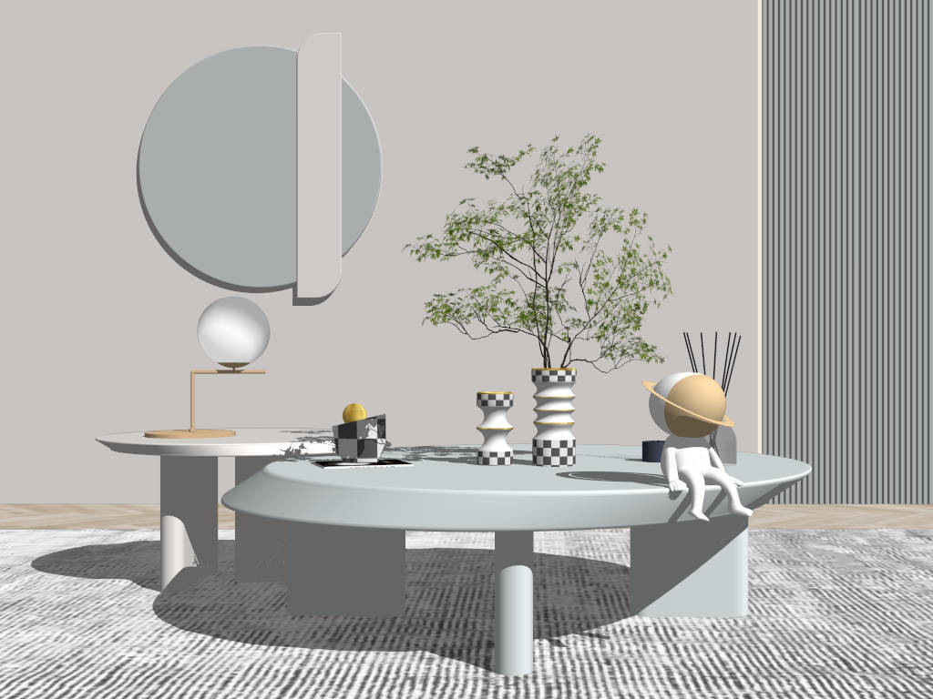 Coffee Table Living Room Accent Wall Idea sketchup model preview - SketchupBox