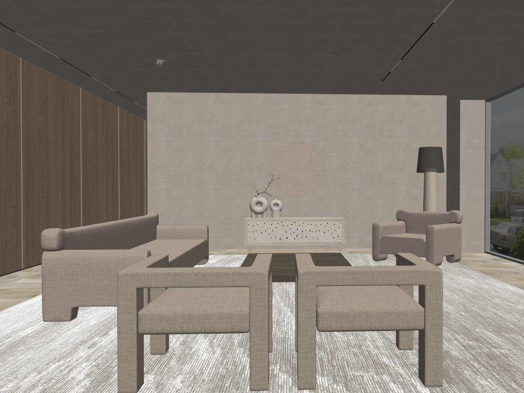 Beige Living Room Design sketchup model preview - SketchupBox