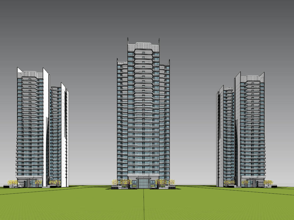 High-Rise Condo Buildings sketchup model preview - SketchupBox