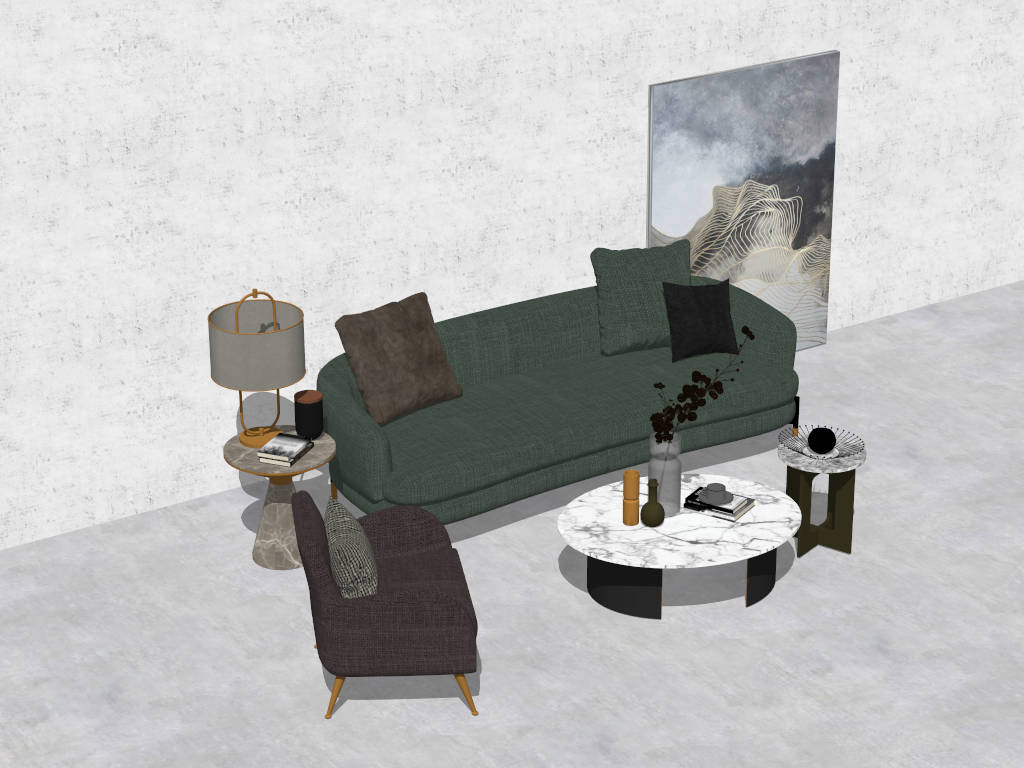Minimalist Living Room Decor Idea sketchup model preview - SketchupBox