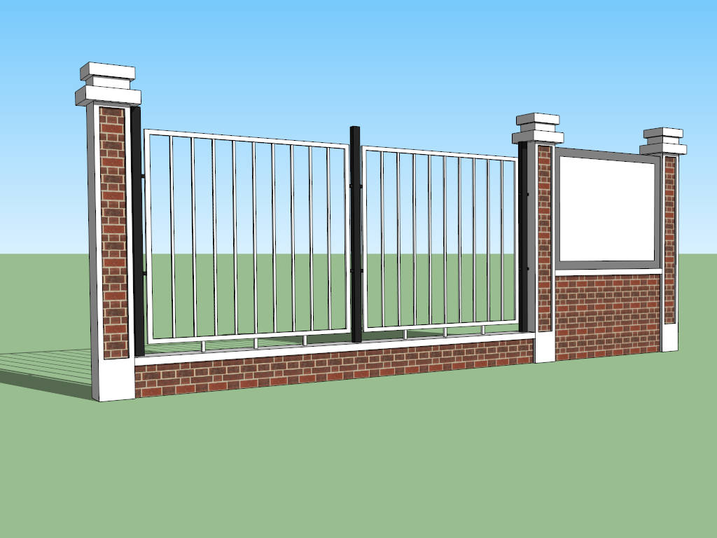 Red Brick Fence Wall sketchup model preview - SketchupBox