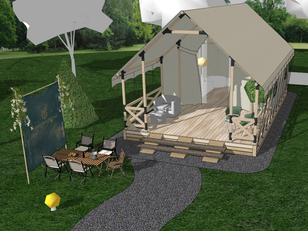 Cabin Tent Campsite sketchup model preview - SketchupBox