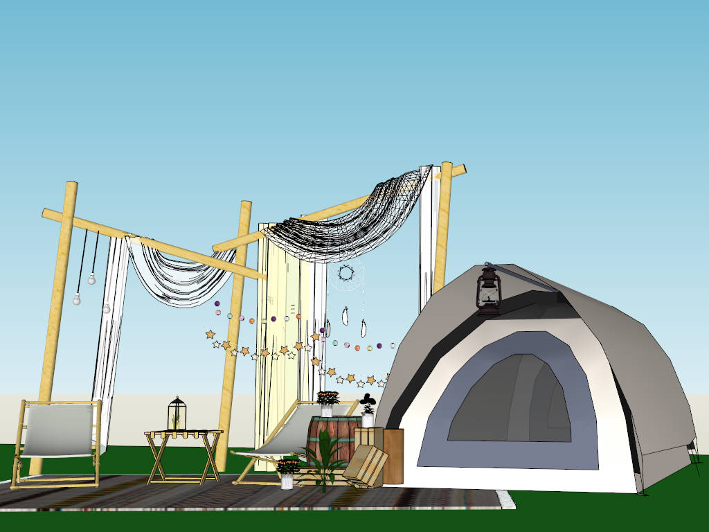 Campsite Landscaping Idea Design sketchup model preview - SketchupBox
