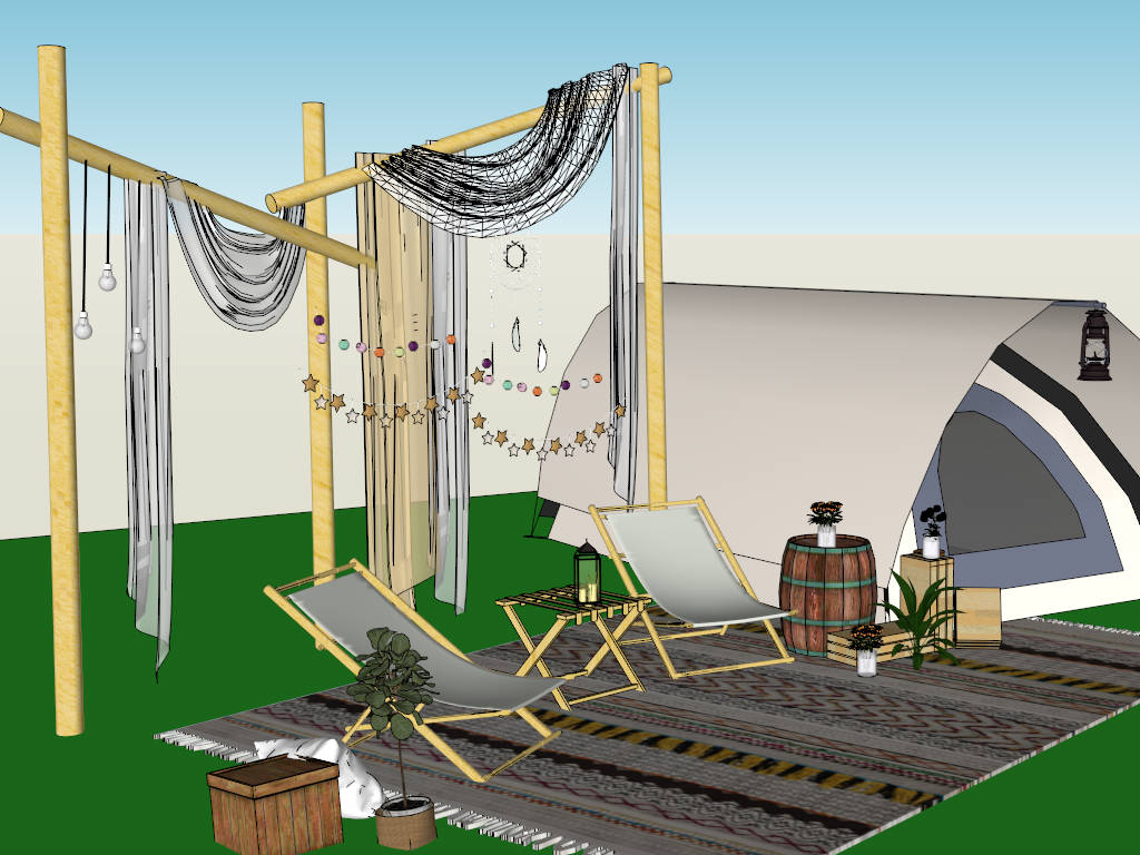 Campsite Landscaping Idea Design sketchup model preview - SketchupBox